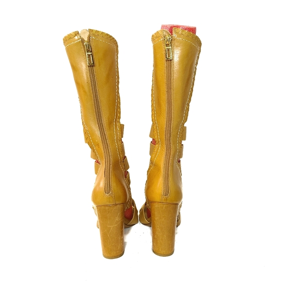 SCHUTZ Leather Gladiator Greek High Open Heel Shoes size 10B - Picture 7 of 10